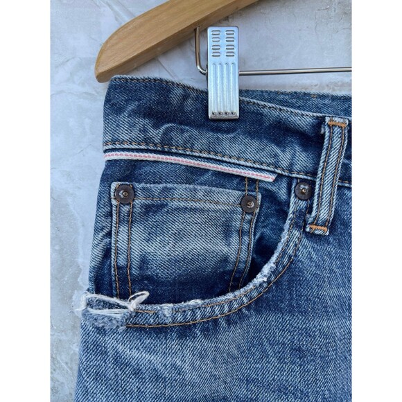 Moussy Vintage Jeans Sz 29 Li Howa Button Fly Distressed Raw Hem Straight Leg - Picture 5 of 12